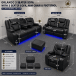 Luxury Black LED Recliner Sofa 3+2 Seater – Cup Holders & Console UK - Image 4