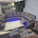 Fabric electric recliner corner with blue led lights
