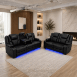 Luxury Black LED Recliner Sofa 3+2 Seater – Cup Holders & Console UK - Image 6