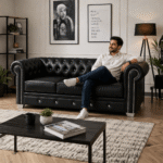 Chesterfield Black Leather 3+2 Seater Sofa Set – Luxury Button Tufted Suite UK - Image 3