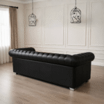 Chesterfield Black Leather 3+2 Seater Sofa Set – Luxury Button Tufted Suite UK - Image 5