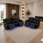 Luxury Black LED Recliner Sofa 3+2 Seater – Cup Holders & Console UK - Image 7