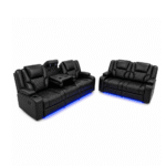 Luxury Black LED Recliner Sofa 3+2 Seater – Cup Holders & Console UK