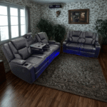 Luxury Black LED Recliner Sofa 3+2 Seater – Cup Holders & Console UK - Image 2