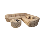Chesterfield corner sofa with footstool