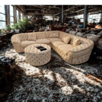 Chesterfield corner sofa with footstool - Image 3