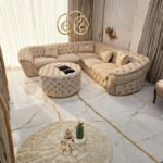 Chesterfield corner sofa with footstool - Image 5