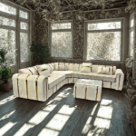 Luxury corner sofa with footstool - Image 4