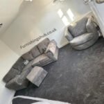 Four seater corner sofa with cuddle chair and footstool