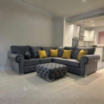 Plush velvet corner sofa with fullback cushions - Image 2