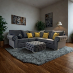 Plush velvet corner sofa with fullback cushions - Image 3