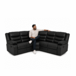 Roma Black Leather 5 Seater Corner Recliner Sofa – Luxury Corner Suite UK - Image 4