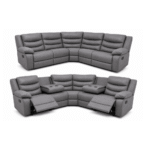 Roma Grey Leather 5 Seater Corner Recliner Sofa – Luxury Corner Suite UK