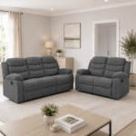 Sorrento Fabric Recliner 3+2 Seater Sofa Set – Grey Fabric Reclining Suite UK - Image 5