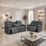 Sorrento Fabric Recliner 3+2 Seater Sofa Set – Grey Fabric Reclining Suite UK - Image 7