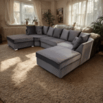 U Shape Sofa in Dark Grey Plush Velvet | Luxury Corner Sofa UK | Furnishings Hub UK - Image 2