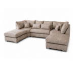 U Shape Sofa in Truffle Alaska Chenille Fabric – Full Back Cushions UK