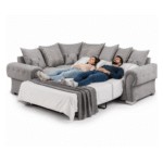 5 Seater Grey Corner Sofa Bed with Pull-Out Sleeper & Scatter Cushions - Image 2