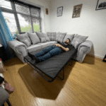5 Seater Grey Corner Sofa Bed with Pull-Out Sleeper & Scatter Cushions - Image 3