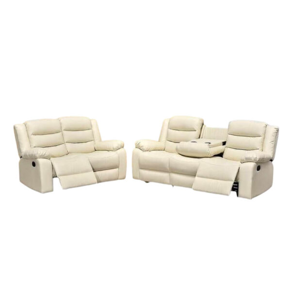 Roma recliner Cream leather 3 and Seater - Image 3