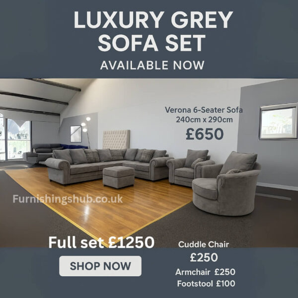 Verona 6-Seater Corner Sofa Set with Cuddle Chair, Armchair & Footstool
