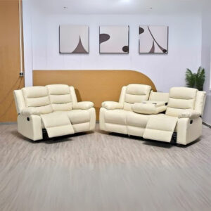 Roma recliner Cream leather 3 and Seater