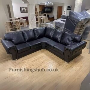 Verona 2C2 Corner Sofa – Black Leather Finish | Stylish & Spacious Seating