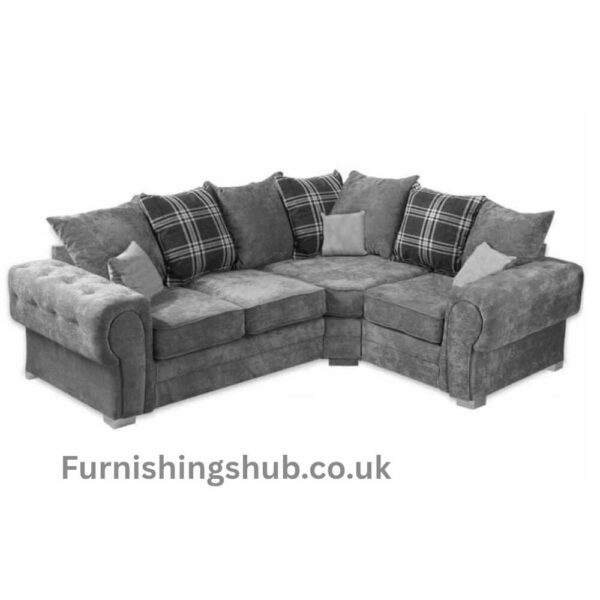 Verona Grey Fabric Corner Sofa | 4 Seater 2C1/1C2 | Compact & Modern