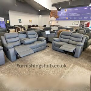 Roma recliner grey leather sofa 3+2