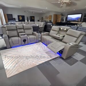 Florida 3+2 Electric Recliner Sofa Set – Grey | Cupholder & Speakers | Ultimate Home Comfort