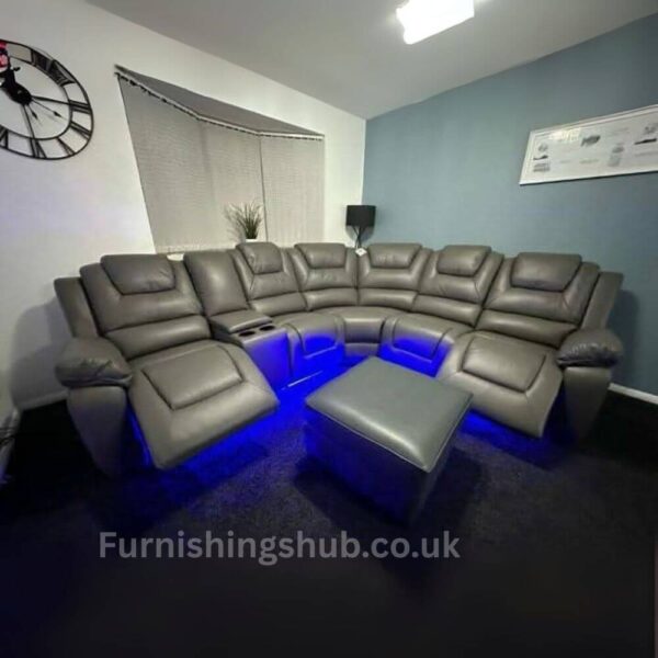 Oxford Electric Recliner Corner Sofa – L-Shaped Modern Seating with USB Charging & LEDs - Image 3