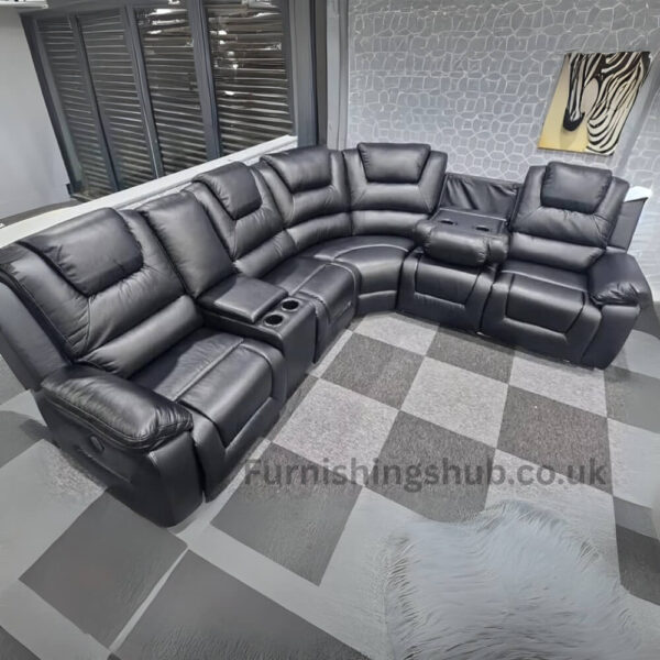 Oxford Electric Recliner Corner Sofa – L-Shaped Modern Seating with USB Charging & LEDs - Image 2