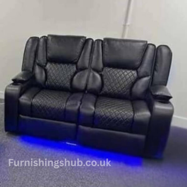 Orlando Black Electric Recliner Sofa with USB & LED – 2 or 3 Seater - Image 4