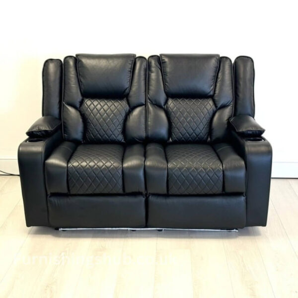 Orlando Black Electric Recliner Sofa with USB & LED – 2 or 3 Seater - Image 6