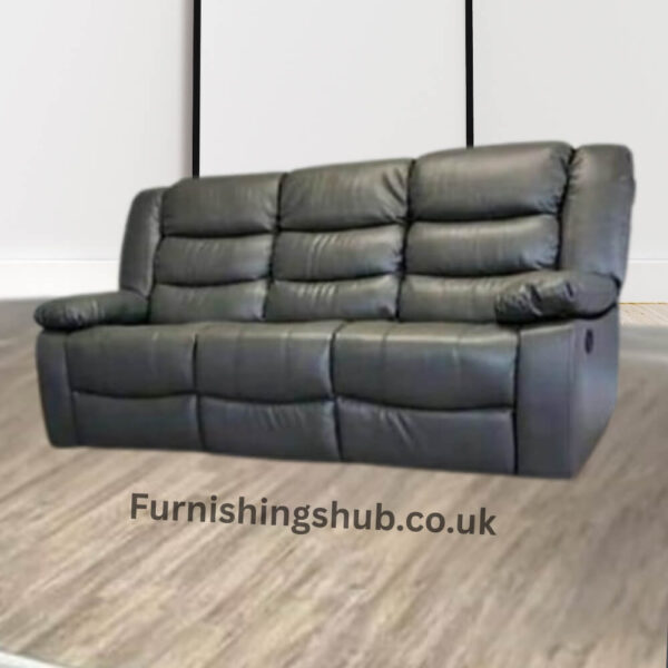 Roma recliner grey leather sofa 3+2 - Image 2