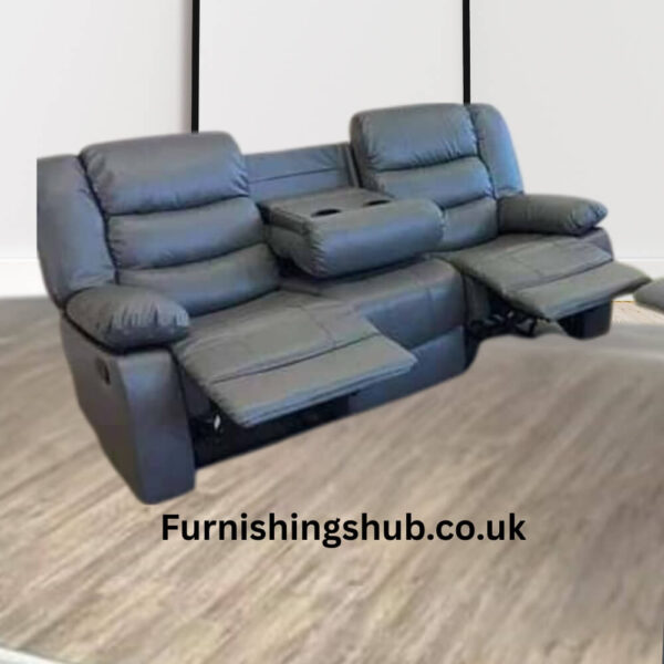 Roma recliner grey leather sofa 3+2 - Image 5
