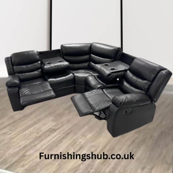 Roma Recliner Corner Sofa – Black, Grey, or Brown Faux Leather | Comfortable & Stylish - Image 4