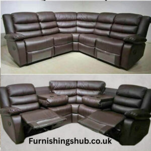 Roma Recliner Corner Sofa – Black, Grey, or Brown Faux Leather | Comfortable & Stylish - Brown