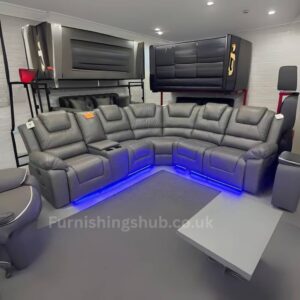 Home Oxford electric recliner corner grey with blue light by furnishings hub