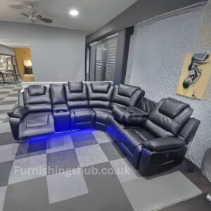 Home Oxford electric recliner corner black with blue light by furnishings hub