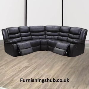 Home Roma Recliner Black Leather Corner Sofa Furnishingshub
