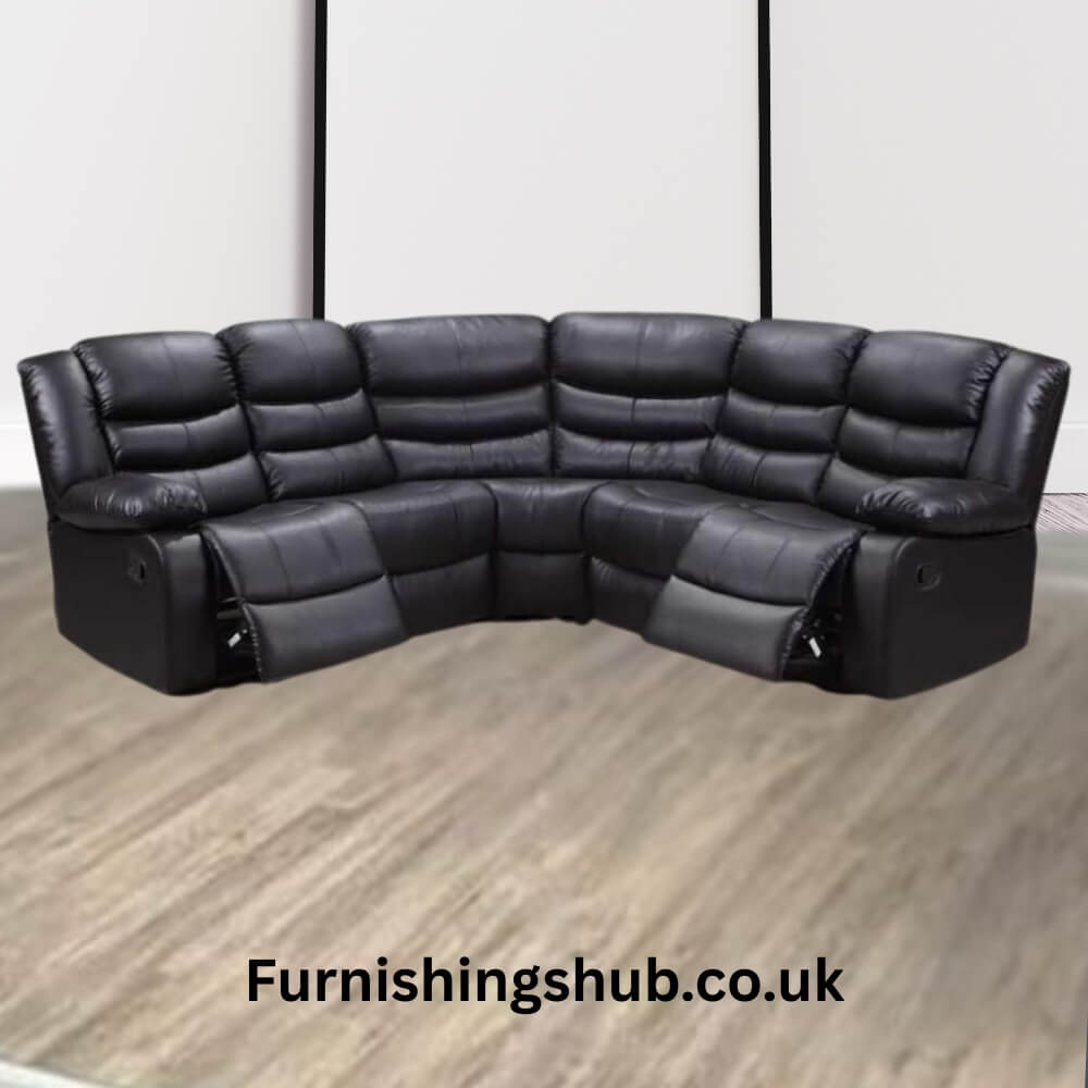 Roma Recliner Black  Leather Corner Sofa Furnishingshub Roma Recliner Black Leather Corner Sofa Furnishingshub