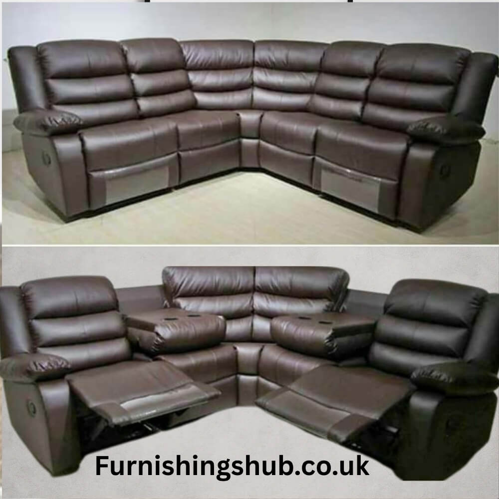 Roma recliner Brown corner sofa in faux leather finishes by furnishings hub Roma recliner Brown corner sofa in faux leather finishes by furnishings hub