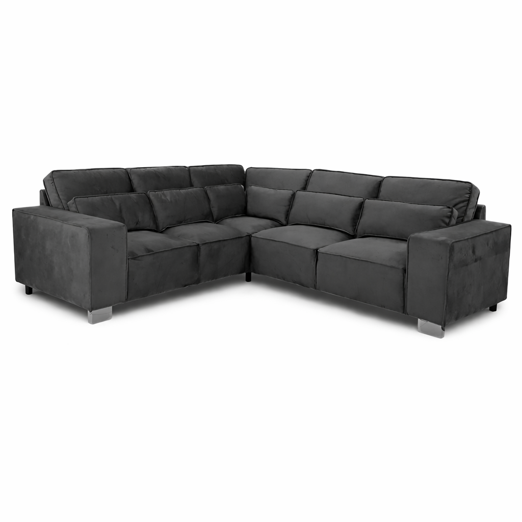luna plush fabric corner sofa in charcoal grey | modern l shape sofa uk luna plush fabric corner sofa in charcoal grey | modern l shape sofa uk