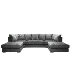 U Shape Sofa Platinum Colour Alska Chenille Fabric | 5 Piece Modular Sofa