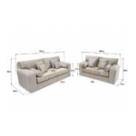 Lilly Sofa 3+2 Cream Plush Velvet With Fullback Cushions | Luxury Plush Sofa UK - Image 5