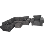 Verona Corner Sofa Fullback 5 Seater With Arm Chair & Footstool | Grey Fabric Sofa UK