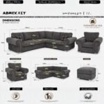 Verona Corner Sofa Fullback 5 Seater With Arm Chair & Footstool | Grey Fabric Sofa UK - Image 3