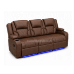 Electric Brown Leather 3+2 Recliner Sofa Set with LED Lights & Cup Holders | Furnishings Hub UK - Image 4