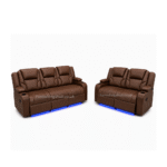 Electric Brown Leather 3+2 Recliner Sofa Set with LED Lights & Cup Holders | Furnishings Hub UK - Image 3